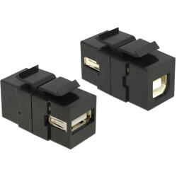 Moduł Keystone USB 2.0 A wtyk żeński do USB 2.0 B wtyk żeńskiego czarny Delock 86370