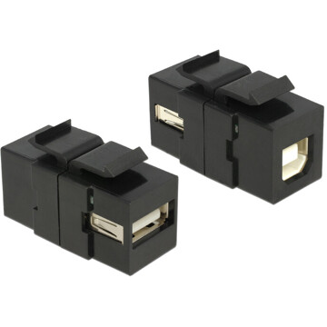 Moduł Keystone USB 2.0 A wtyk żeński do USB 2.0 B wtyk żeńskiego czarny Delock 86370