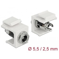 Moduł Keystone DC 5.5 x 2.5 mm wtyk żeński biały Delock 86373