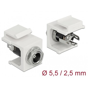 Moduł Keystone DC 5.5 x 2.5 mm wtyk żeński biały Delock 86373
