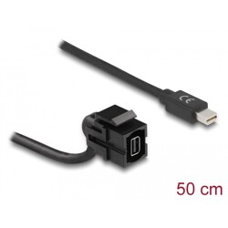 Moduł Keystone mini DisplayPort wtyk żeński 110° do mini DisplayPort wtyk męski z przewodem czarny Delock 86374