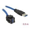 Moduł Keystone USB 3.0 A wtyk żeński 250° do USB 3.0 A wtyk męski z przewodem Delock 86375