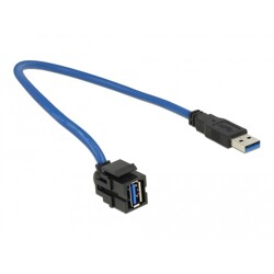 Moduł Keystone USB 3.0 A wtyk żeński 250° do USB 3.0 A wtyk męski z przewodem Delock 86375