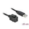 Moduł Keystone USB 2.0 C wtyk żeński do USB 2.0 A wtyk męski z przewodem Delock 86378