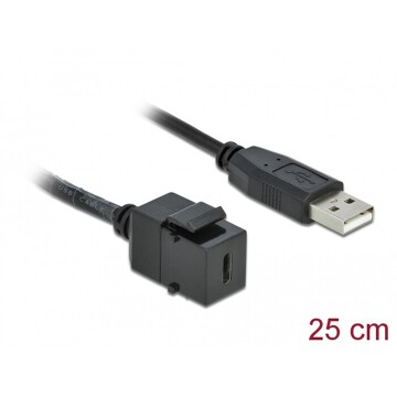 Moduł Keystone USB 2.0 C wtyk żeński do USB 2.0 A wtyk męski z przewodem Delock 86378