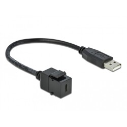 Moduł Keystone USB 2.0 C wtyk żeński do USB 2.0 A wtyk męski z przewodem Delock 86378