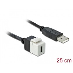 Moduł Keystone USB 2.0 C wtyk żeński do USB 2.0 A wtyk męski z przewodem Delock 86382