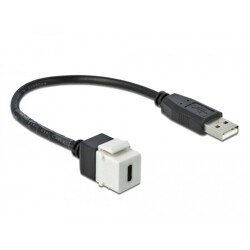 Moduł Keystone USB 2.0 C wtyk żeński do USB 2.0 A wtyk męski z przewodem Delock 86382