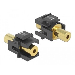 Moduł Keystone gniazdo Jack 3.5 mm 4-pin do gniazda Jack 3.5 mm 4-pin pozłacane czarne Delock 86383
