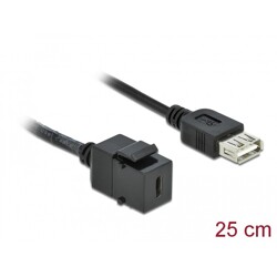 Moduł Keystone USB 2.0 C wtyk żeński do USB 2.0 A wtyk żeński z przewodem Delock 86384