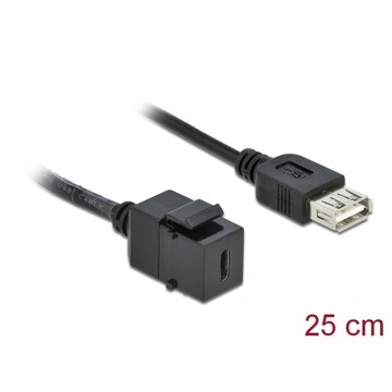 Moduł Keystone USB 2.0 C wtyk żeński do USB 2.0 A wtyk żeński z przewodem Delock 86384