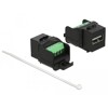 Moduł Keystone USB 2.0 A żeńskie do skrzynki zacisków czarny Delock 86386