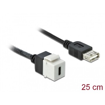 Moduł Keystone USB 2.0 C wtyk żeński do USB 2.0 A wtyk żeński z przewodem Delock 86391