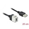 Moduł Keystone USB 2.0 C wtyk żeński do USB 2.0 A wtyk żeński z przewodem Delock 86391