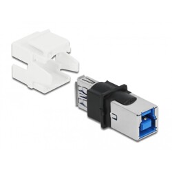 Moduł Keystone USB 3.0 A wtyk żeński do USB 3.0 B wtyk żeński biały Delock 86394