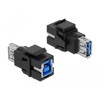 Moduł Keystone USB 3.0 A wtyk żeński do USB 3.0 B wtyk żeński czarny Delock 86395