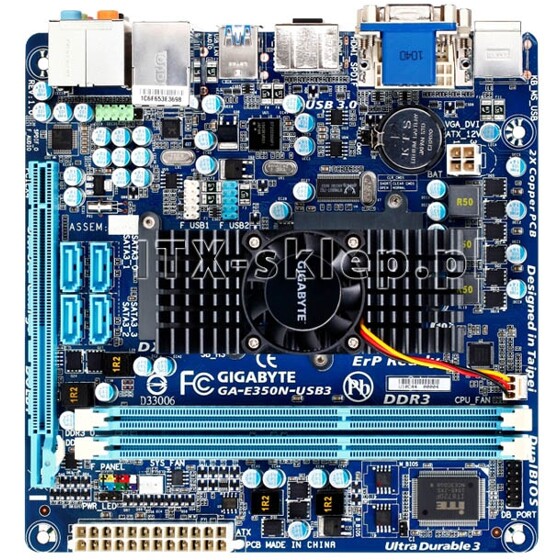 Gigabyte GA-E350N-USB3 AMD Hudson-M1 Zacate 2x1,6 GHz Radeon HD 6310