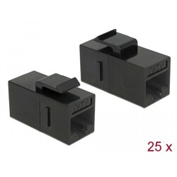 Moduł Keystone z gniazdem RJ45 do gniazda RJ45 Cat.6 UTP czarny 25 sztuk Delock 86629