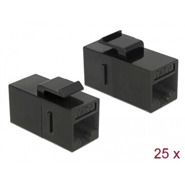 Moduł Keystone z gniazdem RJ45 do gniazda RJ45 Cat.6 UTP czarny 25 sztuk Delock 86629