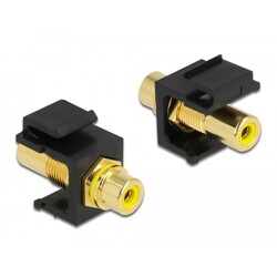 Moduł Keystone RCA wtyk żeński do RCA wtyk żeńskiego pozłacany żółty/czarny Delock 86743