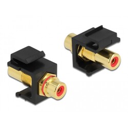 Moduł Keystone RCA wtyk żeński do RCA wtyk żeńskiego pozłacany czerwony/czarny Delock 86744