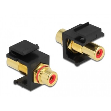 Moduł Keystone RCA wtyk żeński do RCA wtyk żeńskiego pozłacany czerwony/czarny Delock 86744