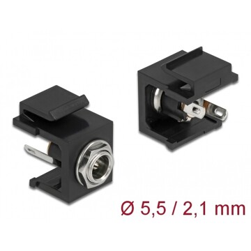 Moduł Keystone DC 5.5 x 2.1 mm wtyk żeński czarny Delock 86849