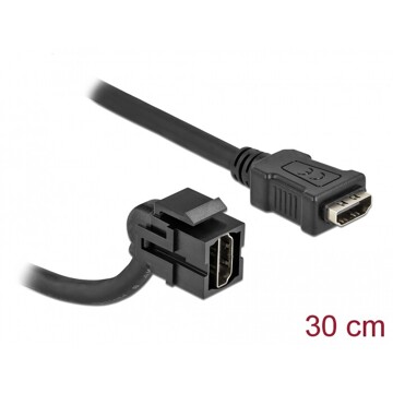 Moduł Keystone HDMI wtyk żeński 110° do HDMI wtyk żeńskiego z przewodem czarny Delock 86853