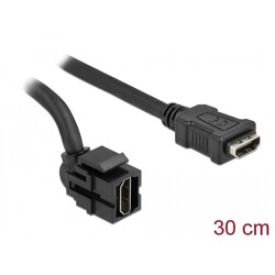 Moduł Keystone HDMI wtyk żeński 250° do HDMI wtyk żeńskiego z przewodem czarny Delock 86854