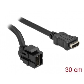 Moduł Keystone HDMI wtyk żeński 250° do HDMI wtyk żeńskiego z przewodem czarny Delock 86854