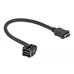 Moduł Keystone HDMI wtyk żeński 250° do HDMI wtyk żeńskiego z przewodem czarny Delock 86854