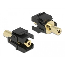 Moduł Keystone stereo jack męski 3.5 mm 3-pin do stereo jack żeński 3.5 mm 3-pin pozłacany czarny Delock 86858
