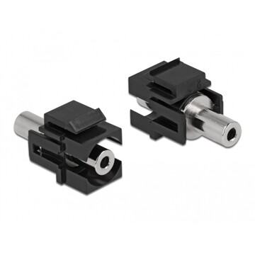 Moduł Keystone stereo jack męski 3.5 mm 3-pin do stereo jack żeński 3.5 mm 3-pin czarny Delock 86859