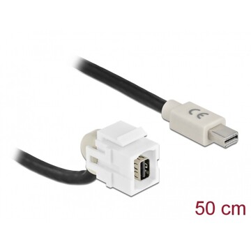 Moduł Keystone mini DisplayPort wtyk żeński 110° do mini DisplayPort wtyk męskiego z przewodem biały Delock 86860
