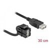 Moduł Keystone USB 2.0 A wtyk żeński 110° do USB 2.0 A wtyk żeńskiego z przewodem czarny Delock 86869