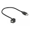Moduł Keystone USB 2.0 A wtyk żeński 110° do USB 2.0 A wtyk żeńskiego z przewodem czarny Delock 86869