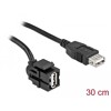 Moduł Keystone USB 2.0 A wtyk żeński 250° do USB 2.0 A wtyk żeńskiego z przewodem czarny Delock 86870