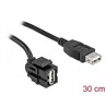 Moduł Keystone USB 2.0 A wtyk żeński 250° do USB 2.0 A wtyk żeńskiego z przewodem czarny Delock 86870