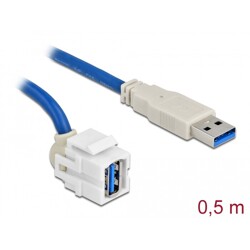 Moduł Keystone USB 3.0 A wtyk żeński 250° do USB 3.0 A wtyk męskiego z przewodem Delock 86871