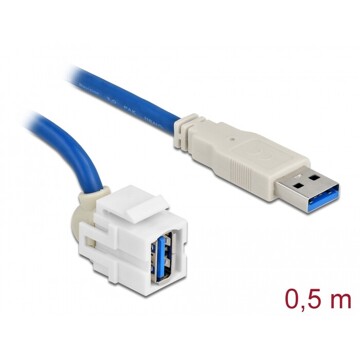 Moduł Keystone USB 3.0 A wtyk żeński 250° do USB 3.0 A wtyk męskiego z przewodem Delock 86871