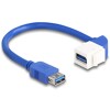 Kabel modułu Keystone USB 5 Gbps Typ-A żeński do USB Typ-A żeńskiego kątowy 90° 20 cm niebieski Delock 86964