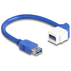 Kabel modułu Keystone USB 5 Gbps Typ-A żeński do USB Typ-A żeńskiego kątowy 90° 20 cm niebieski Delock 86964