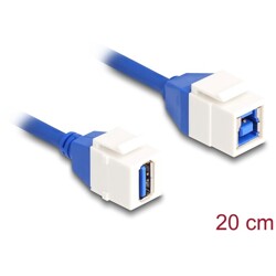 Kabel modułu Keystone USB 5 Gbps Typ-A żeński do USB Typ-B żeńskiego 20 cm niebieski Delock 86970