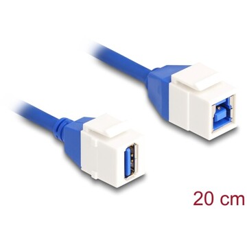 Kabel modułu Keystone USB 5 Gbps Typ-A żeński do USB Typ-B żeńskiego 20 cm niebieski Delock 86970