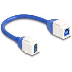 Kabel modułu Keystone USB 5 Gbps Typ-A żeński do USB Typ-B żeńskiego 20 cm niebieski Delock 86970
