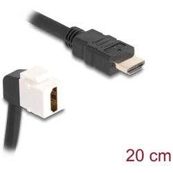 Kabel modułu Keystone HDMI męskie do HDMI żeńskiego kątowy 90° 8K 60 Hz 20 cm czarny Delock 86974