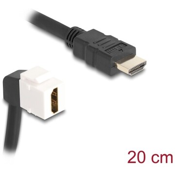 Kabel modułu Keystone HDMI męskie do HDMI żeńskiego kątowy 90° 8K 60 Hz 20 cm czarny Delock 86974