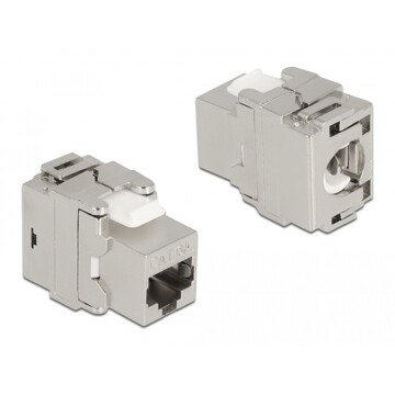 Moduł Keystone RJ45 żeńskie do LSA Cat.6A 180° beznarzędziowy metalowy Delock 87036