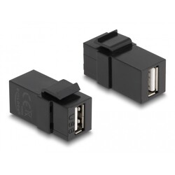 Moduł Keystone USB 2.0 A wtyk żeński do USB 2.0 A wtyk żeńskiego czarny Delock 87829