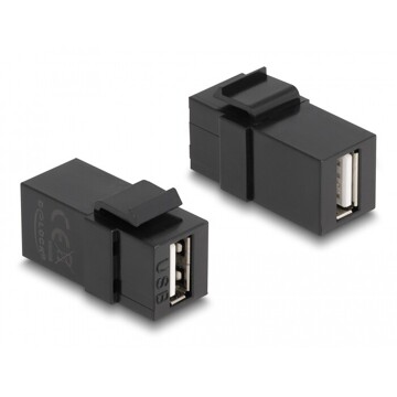 Moduł Keystone USB 2.0 A wtyk żeński do USB 2.0 A wtyk żeńskiego czarny Delock 87829